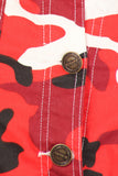 Red Camo Print Button Down Jacket