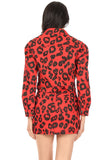 Red Leopard Print Button Down Jacket