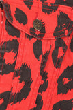Red Leopard Print Button Down Jacket