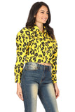 Yellow Leopard Print Button Down Jacket