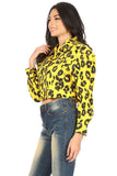 Yellow Leopard Print Button Down Jacket