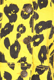 Yellow Leopard Print Button Down Jacket